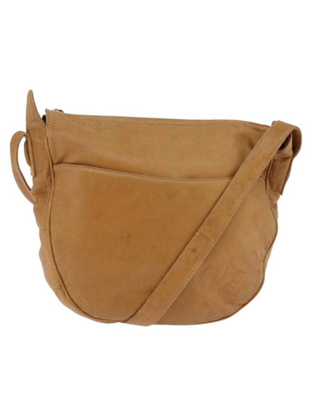 Authentic LOEWE Anagram Shoulder Bag Leather Brown Gold